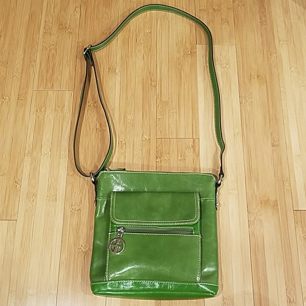 Gianni Bernini Bright Green Crossbody Leather Bag